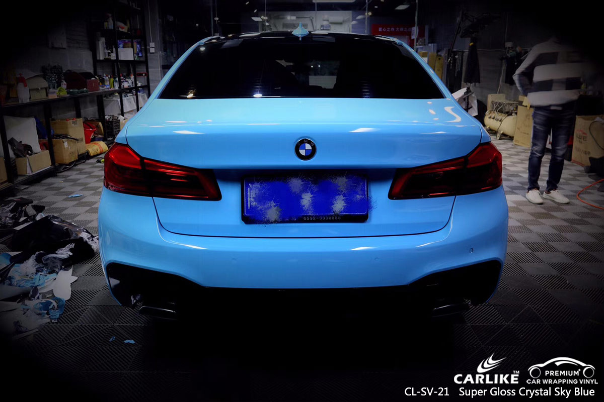 CL-SV-21 super gloss crystal sky blue car wrap vinyl for BMW Lipa