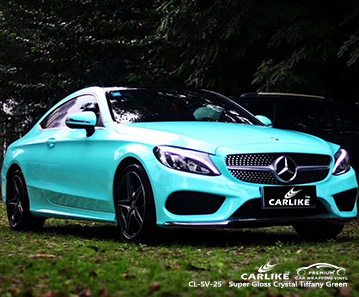 CL-SV-25 super gloss crystal tiffany green vinyl wrapping for MERCEDES-BENZ