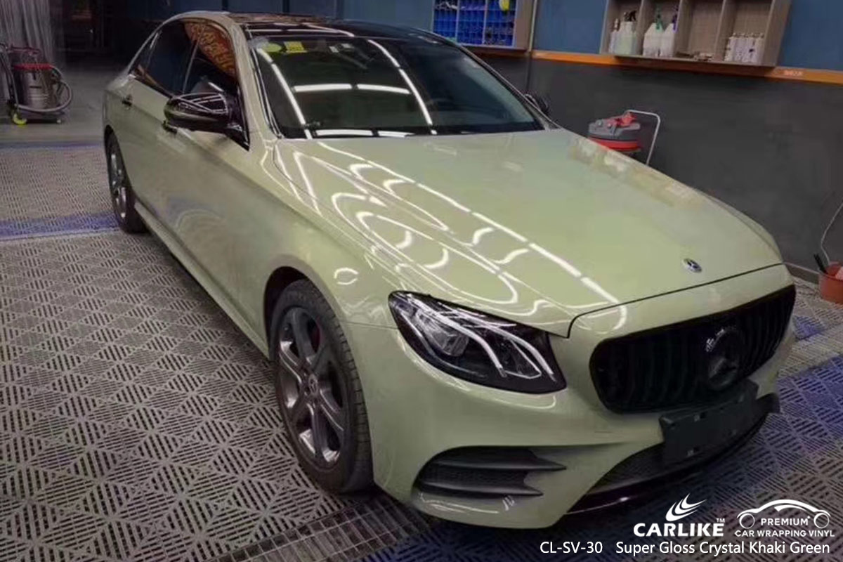 CL-SV-30 super gloss crystal khaki green high gloss vinyl wrap for