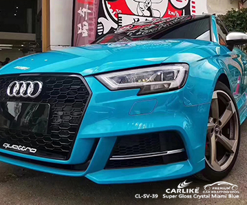CL-SV-39 super gloss crystal miami blue wrap my car for AUDI