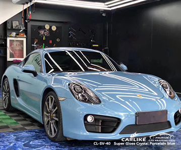 CL-SV-40 سوبر الفينيل لامع الأزرق الفينيل سيارة التفاف لبورشه الفلبين
