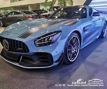 CL-SV-40 super gloss crystal porcelain blue car wrapping for MERCEDES-BENZ
