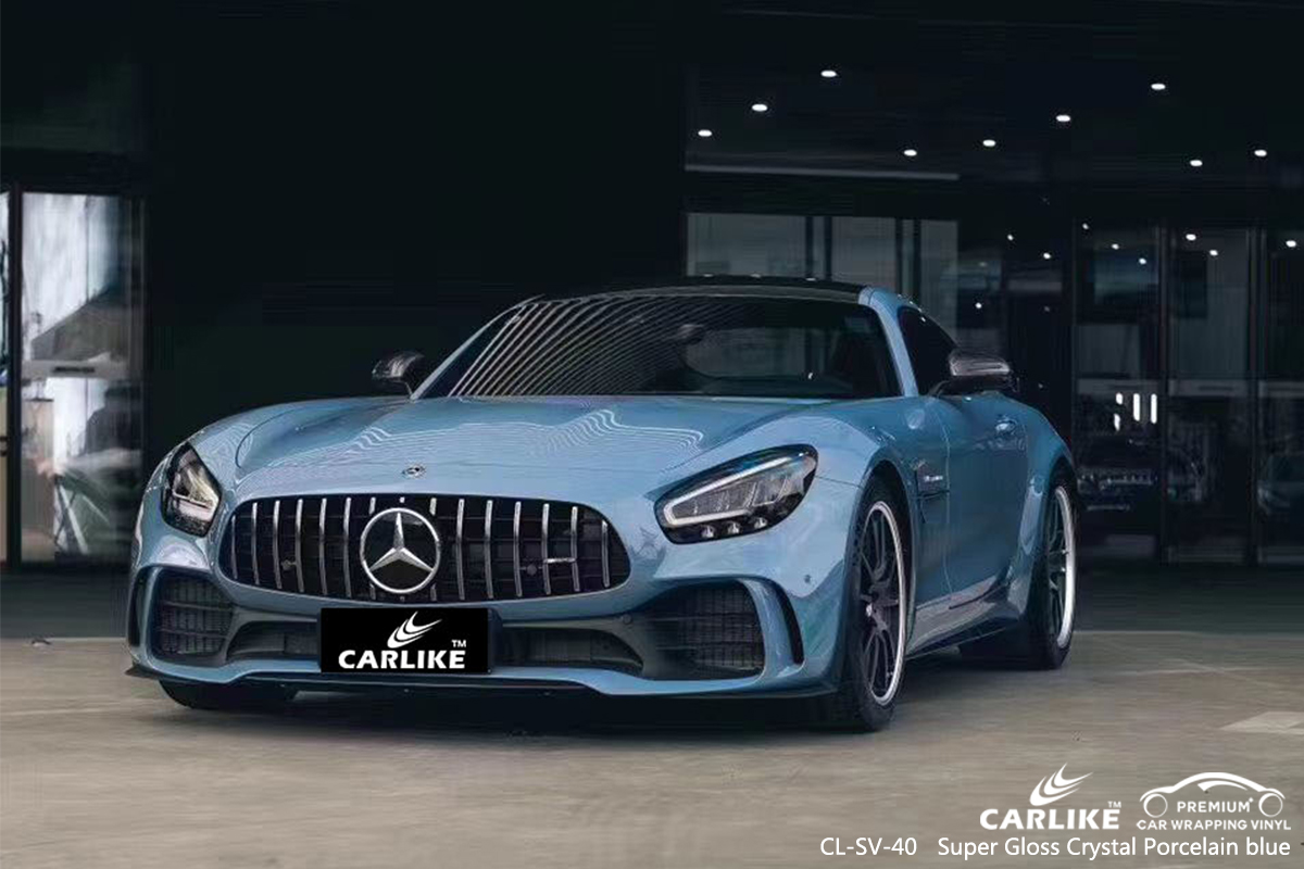 CL-SV-40 super gloss crystal porcelain blue car wrap film for MERCEDES-BENZ Albany