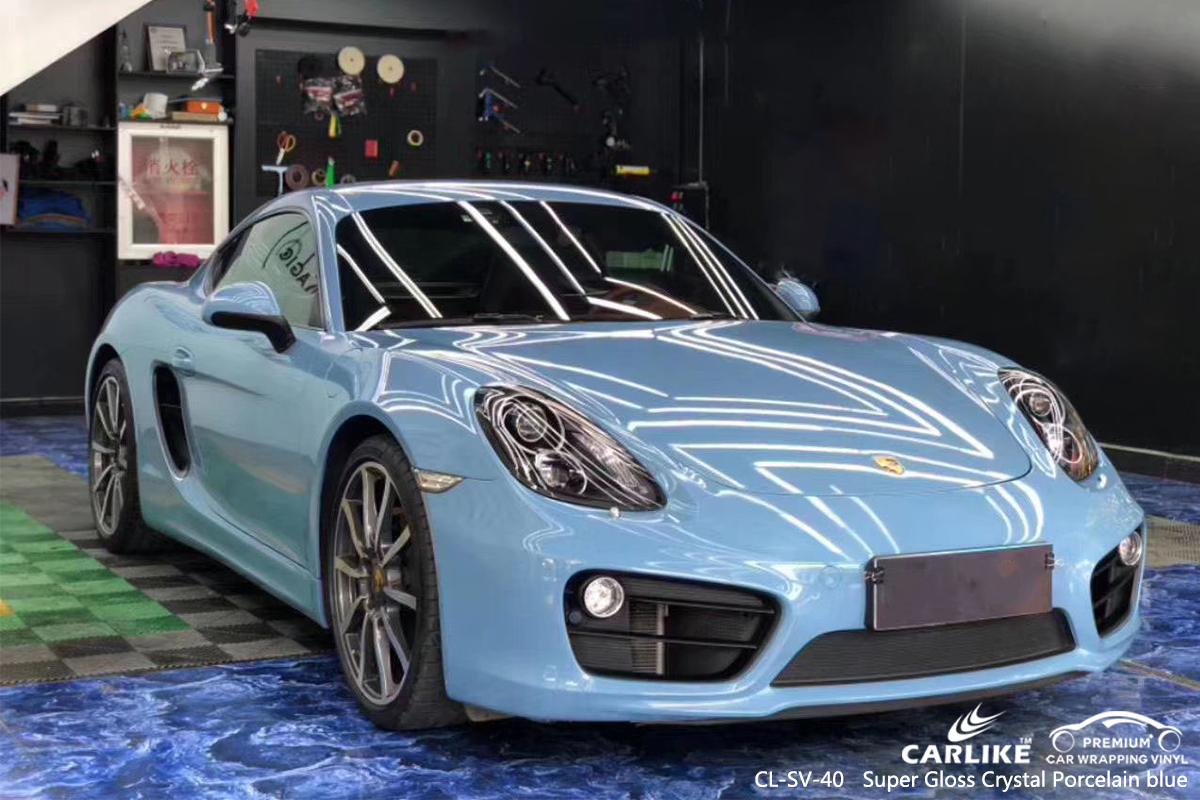 CL-SV-40 super gloss crystal porcelain blue car vinyl wrap for PORSCHE Philippines