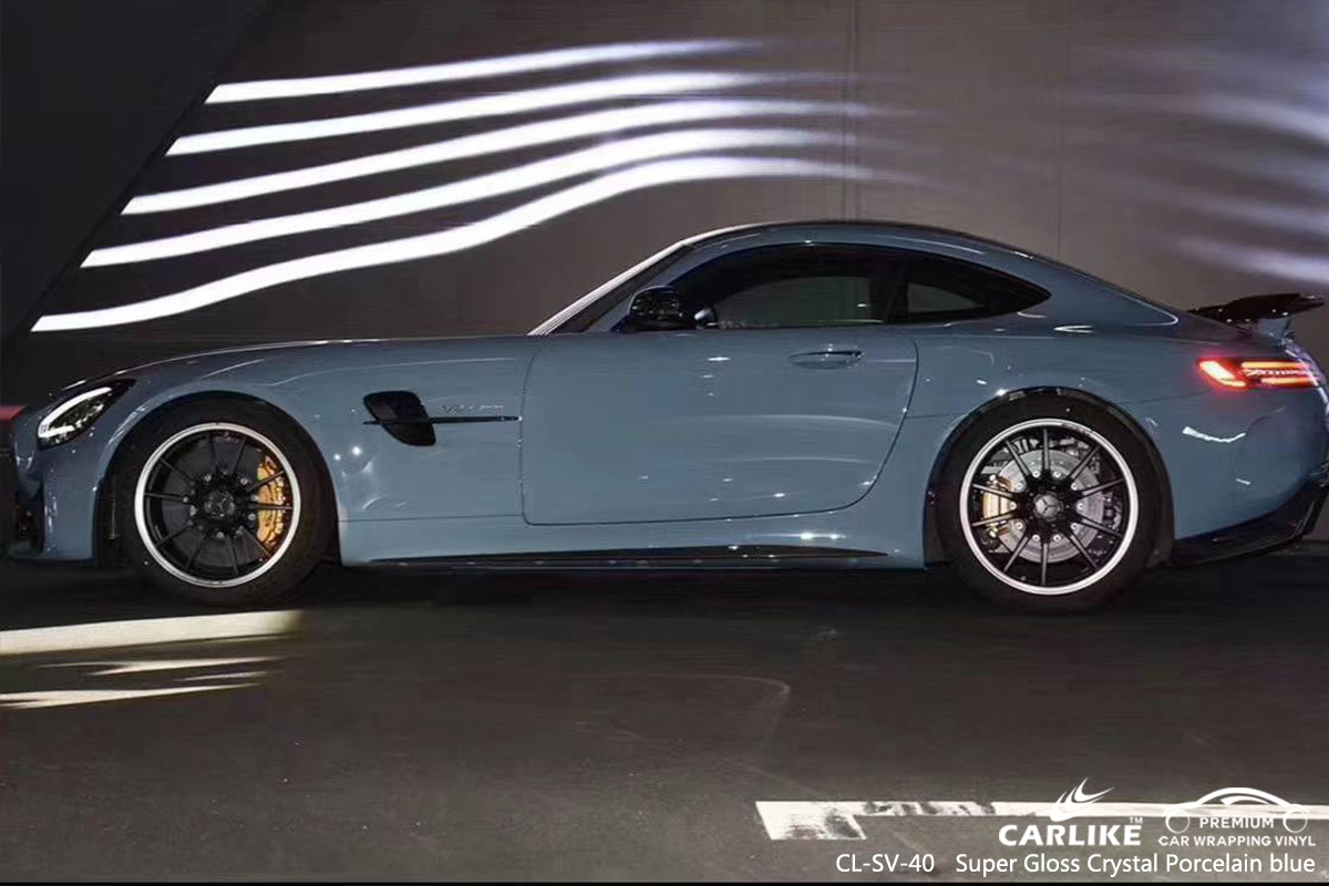 CL-SV-40 super gloss crystal porcelain blue car wrap film for MERCEDES-BENZ Albany