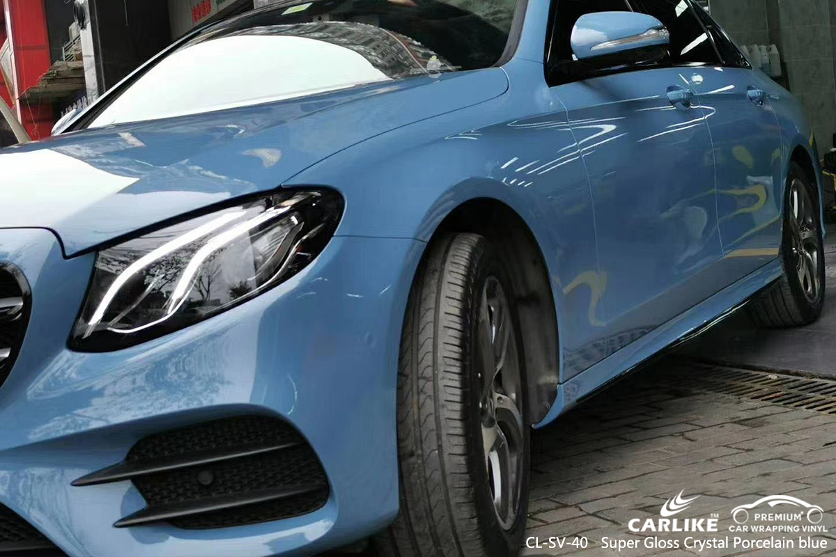 CL-SV-40 super gloss crystal porcelain blue car wrap gloss for MERCEDES-BENZ Atlanta