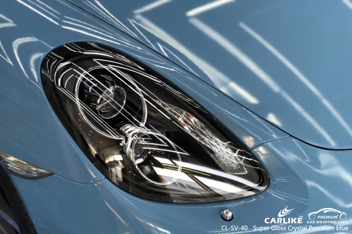CL-SV-40 super gloss crystal porcelain blue car vinyl wrap for PORSCHE Philippines