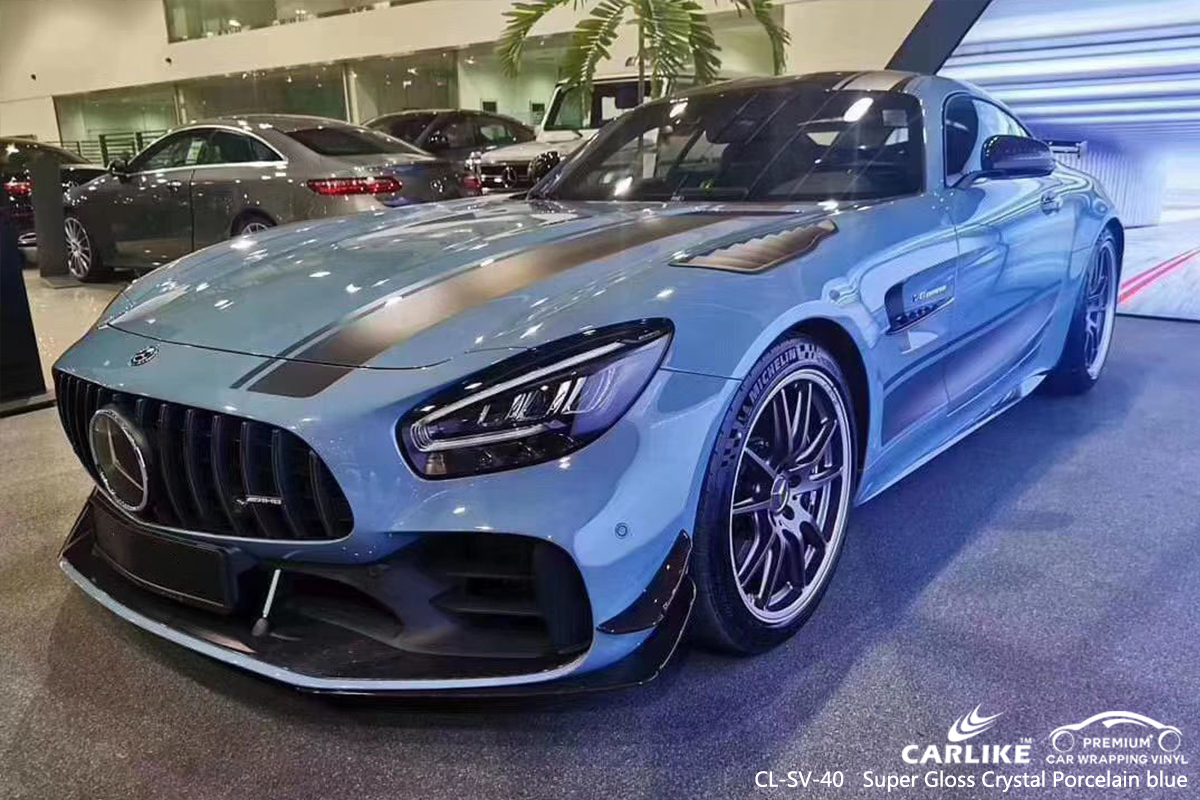 CL-SV-40 super gloss crystal porcelain blue car wrapping for MERCEDES-BENZ Makati