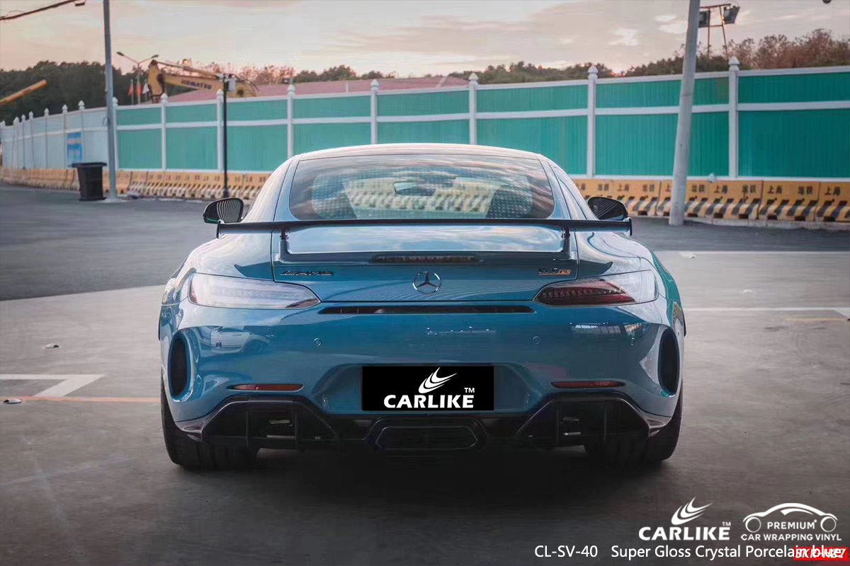 CL-SV-40 super gloss crystal porcelain blue car wrap film for MERCEDES-BENZ Albany