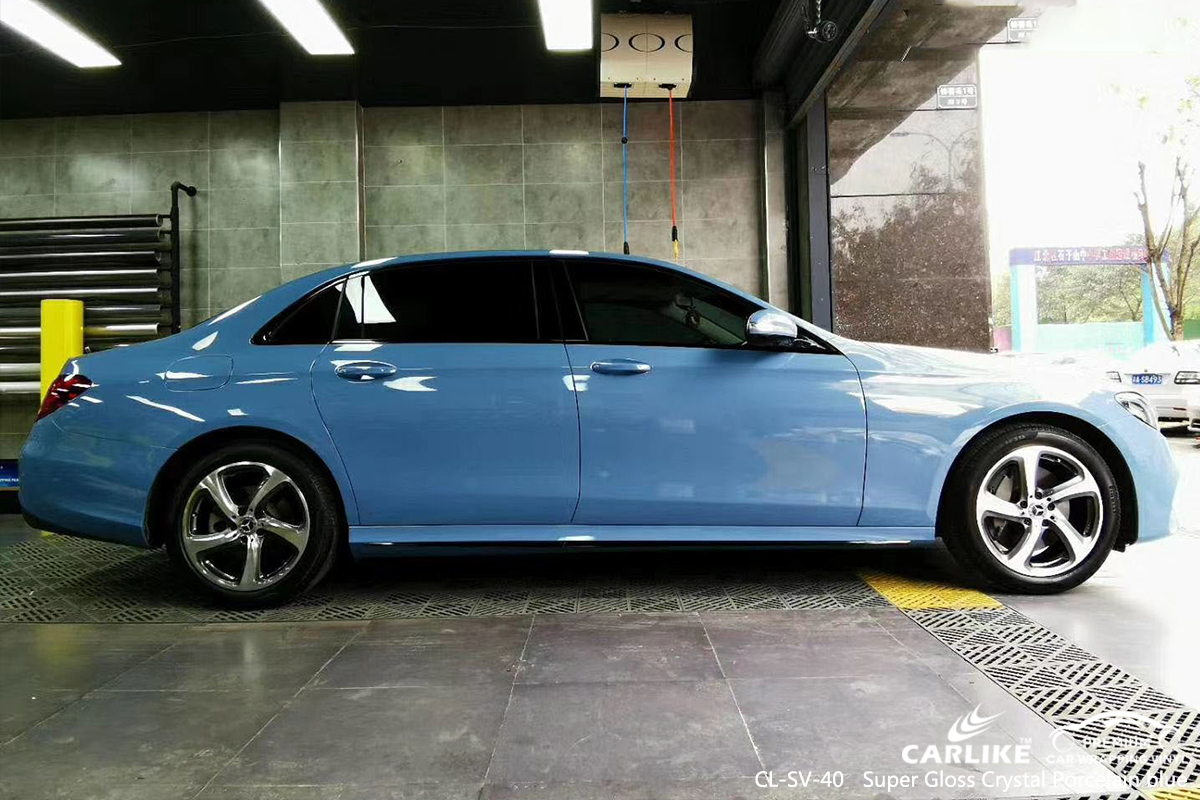 CL-SV-40 super gloss crystal porcelain blue car wrap gloss for MERCEDES-BENZ Atlanta