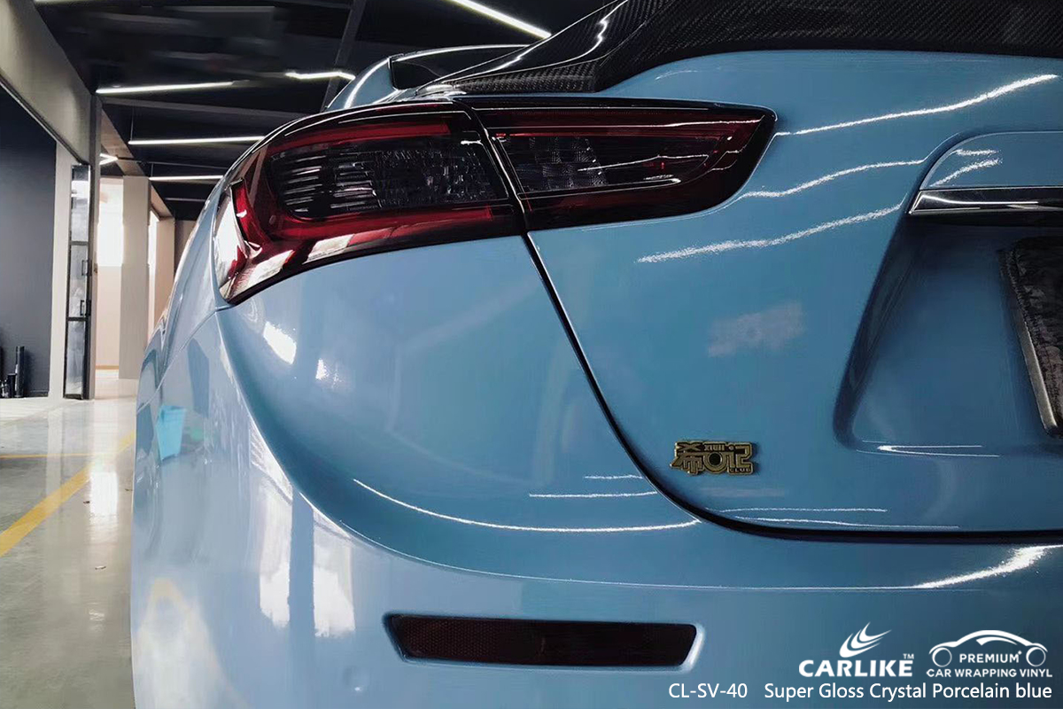 CL-SV-40 super gloss crystal porcelain blue car vinyl wrapping for MASERATI Chicago