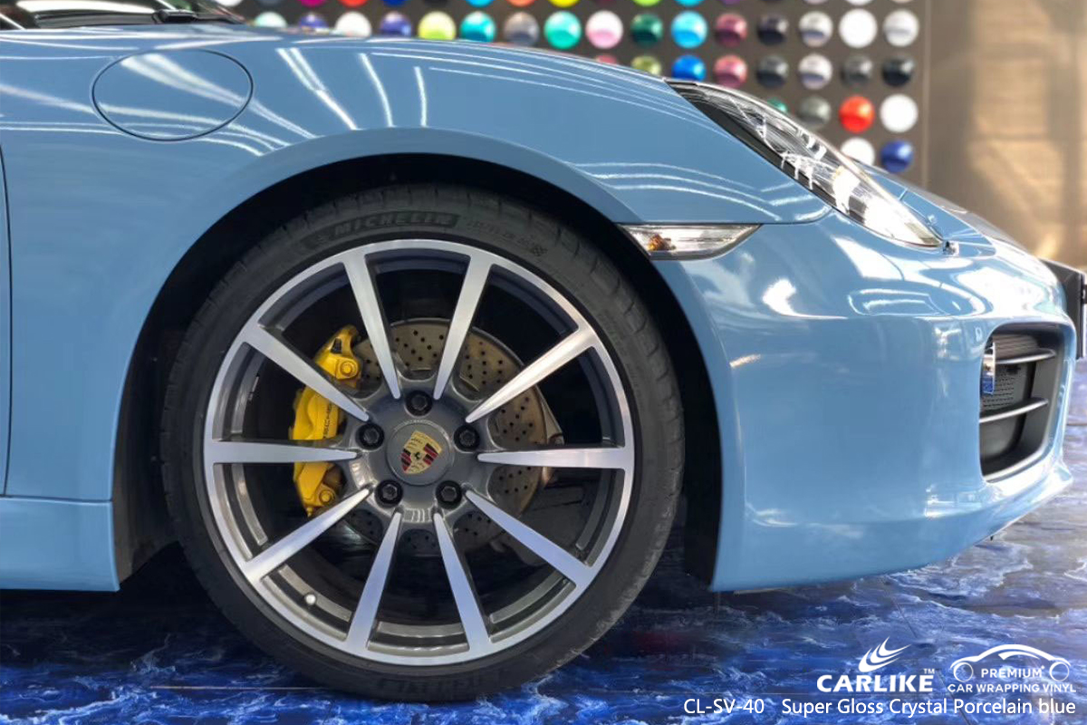 CL-SV-40 super gloss crystal porcelain blue car vinyl wrap for PORSCHE Philippines