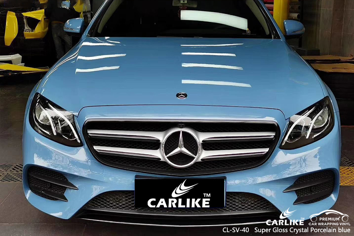 CL-SV-40 super gloss crystal porcelain blue car wrap gloss for MERCEDES-BENZ Atlanta