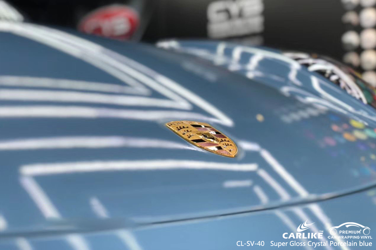 CL-SV-40 super gloss crystal porcelain blue car vinyl wrap for PORSCHE Philippines