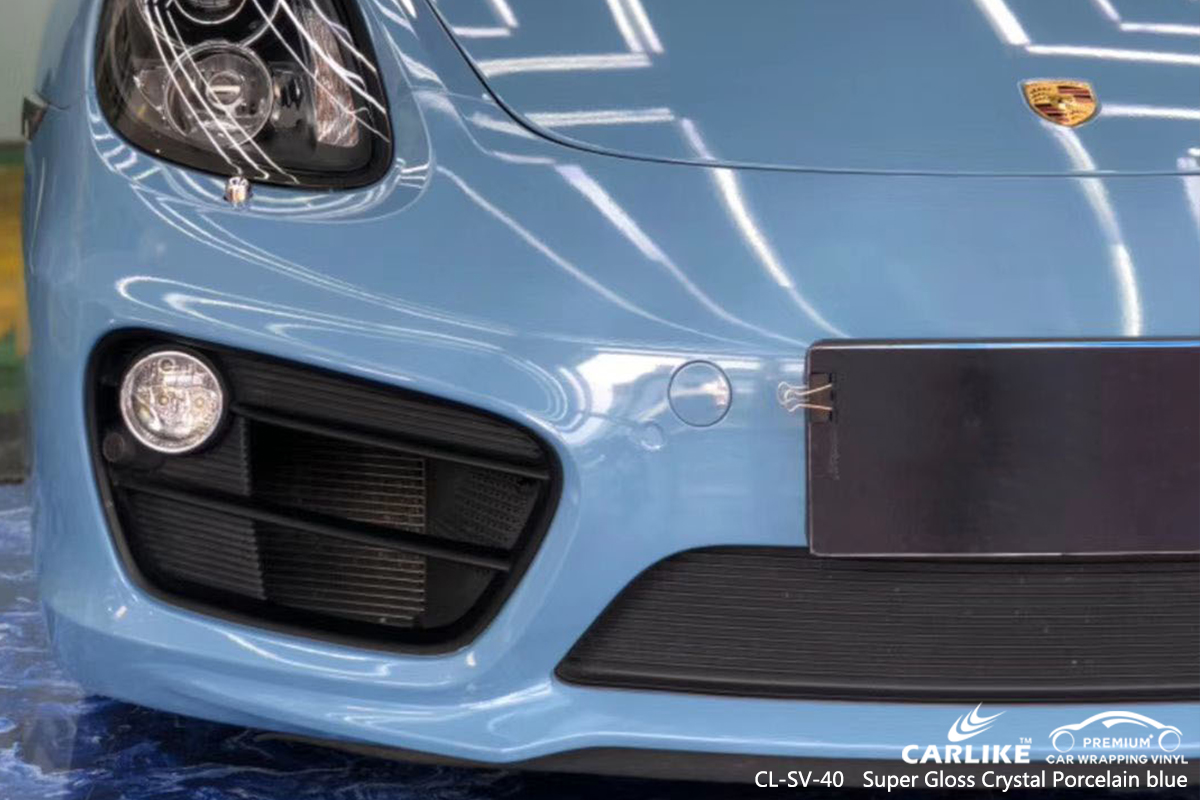 CL-SV-40 super gloss crystal porcelain blue car vinyl wrap for PORSCHE Philippines