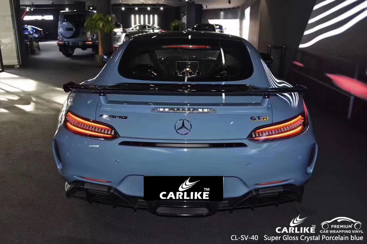 CL-SV-40 super gloss crystal porcelain blue car wrap film for MERCEDES-BENZ Albany