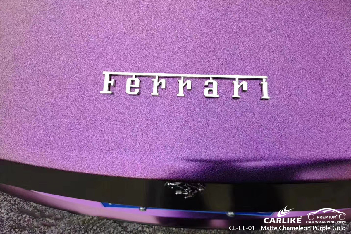 CL-CE-01 matte chameleon purple to gold car wrap gloss for FERRARI Moscow Russia