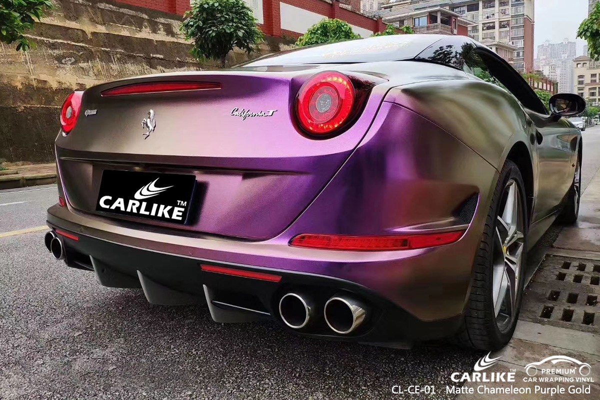 CL-CE-01 matte chameleon purple to gold car wrap gloss for FERRARI Moscow Russia