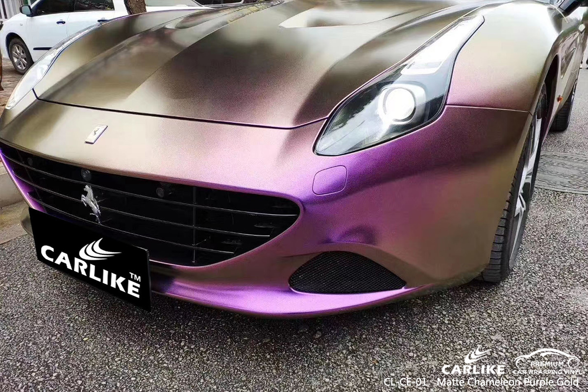 CL-CE-01 matte chameleon purple to gold car wrap gloss for FERRARI Moscow Russia