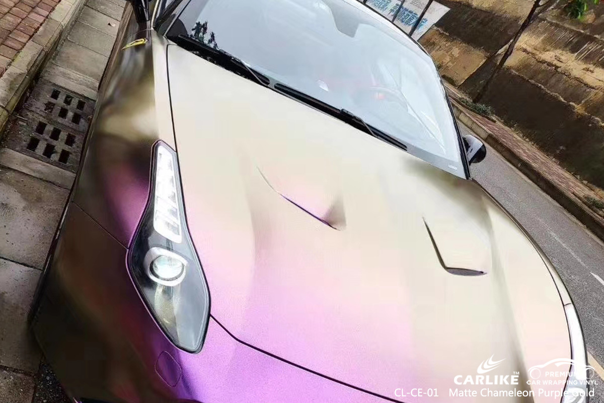 CL-CE-01 matte chameleon purple to gold car wrap gloss for FERRARI Moscow Russia