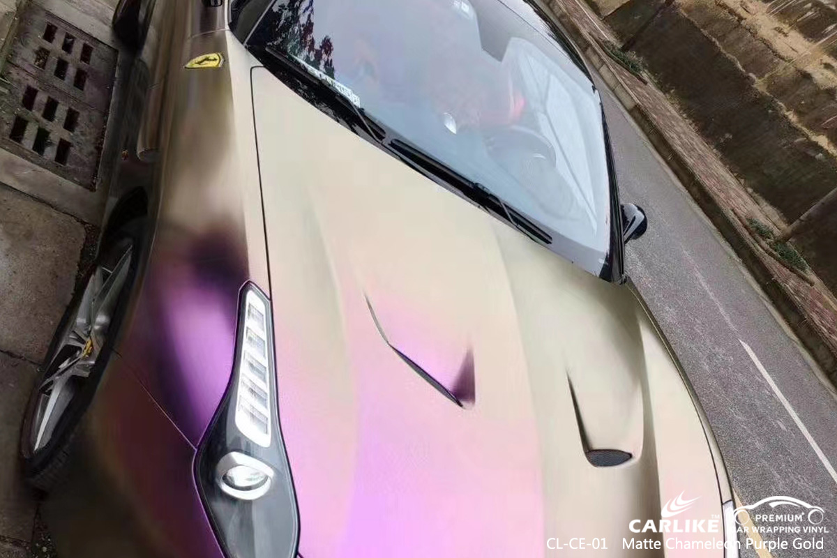 CL-CE-01 matte chameleon purple to gold car wrap gloss for FERRARI Moscow Russia