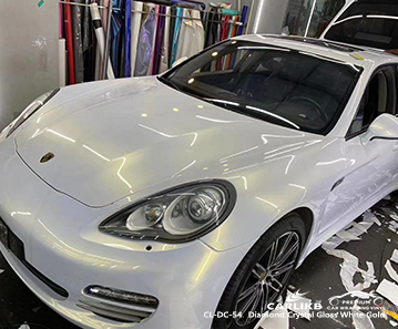PORSCHE Anambra Nijerya için CL-DC-54 elmas kristal parlak beyaz altın vinil şal parlak