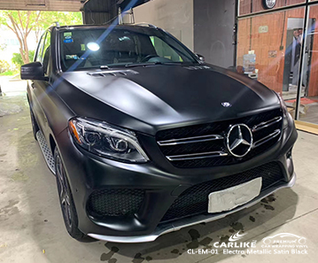 CL-EM-01 مورد مواد الفينيل الأسود الساتان المعدني الكهربائي لشركة MERCEDES-BENZ Corsica France