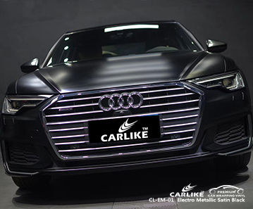 AUDI Galler Birleşik Krallık için CL-EM-01 elektro metalik saten siyah araba sarma filmi