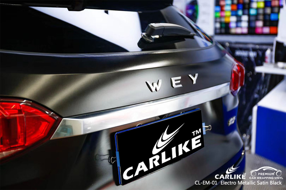 CL-EM-01 electro metallic satin black vehicle wrapping for WEY Schleswig-Holstein Germany