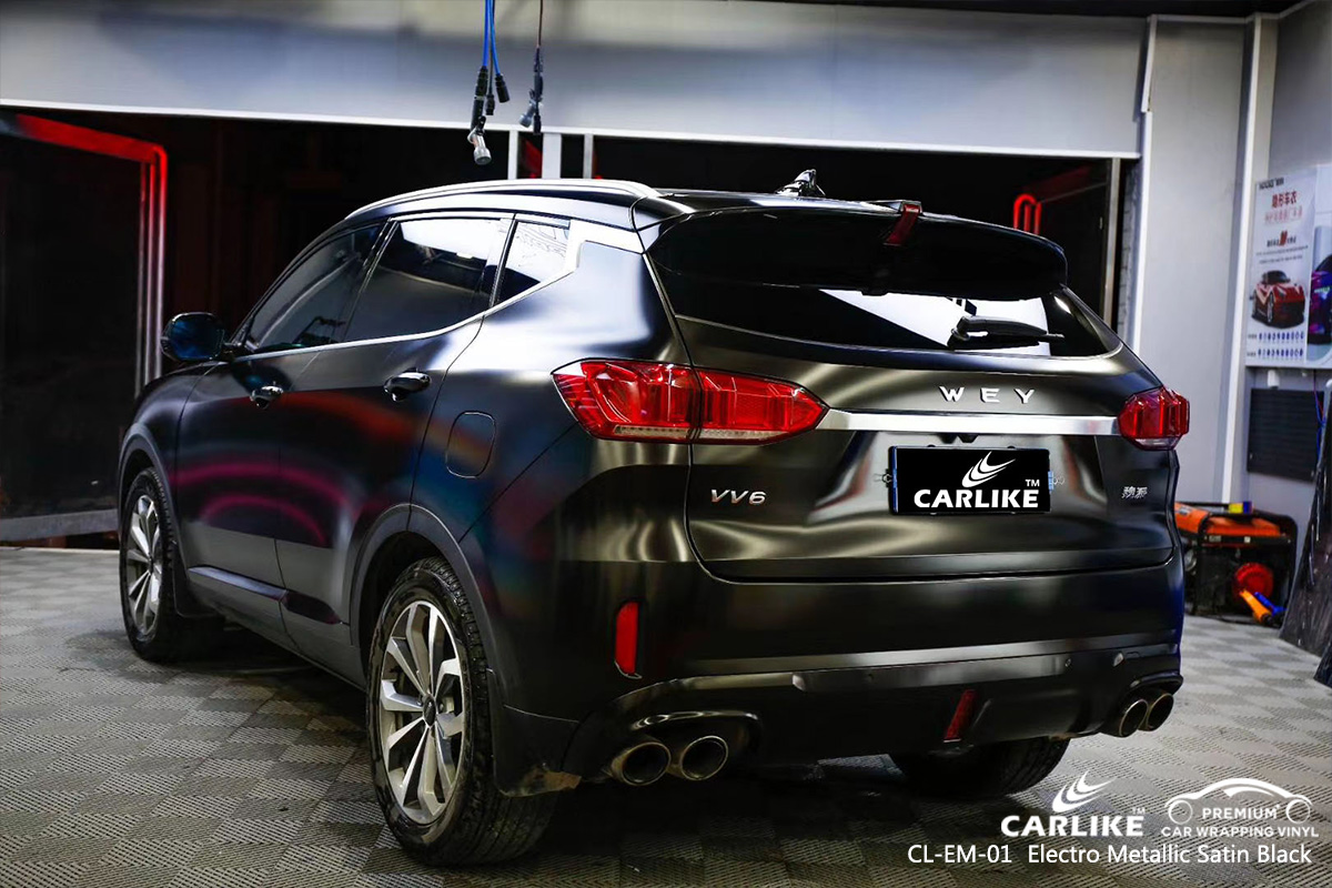 CL-EM-01 electro metallic satin black vehicle wrapping for WEY Schleswig-Holstein Germany