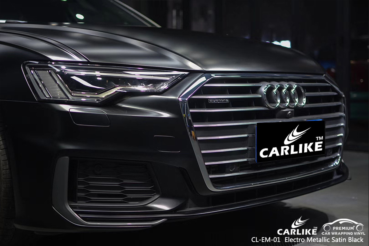 CL-EM-01 electro metallic satin black car wrap film for AUDI Wales United Kingdom
