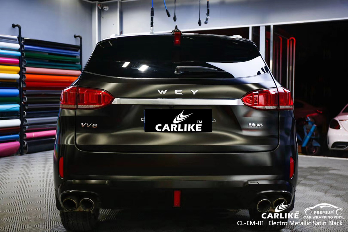 CL-EM-01 electro metallic satin black vehicle wrapping for WEY Schleswig-Holstein Germany