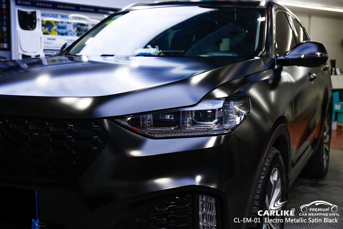 CL-EM-01 electro metallic satin black vehicle wrapping for WEY Schleswig-Holstein Germany