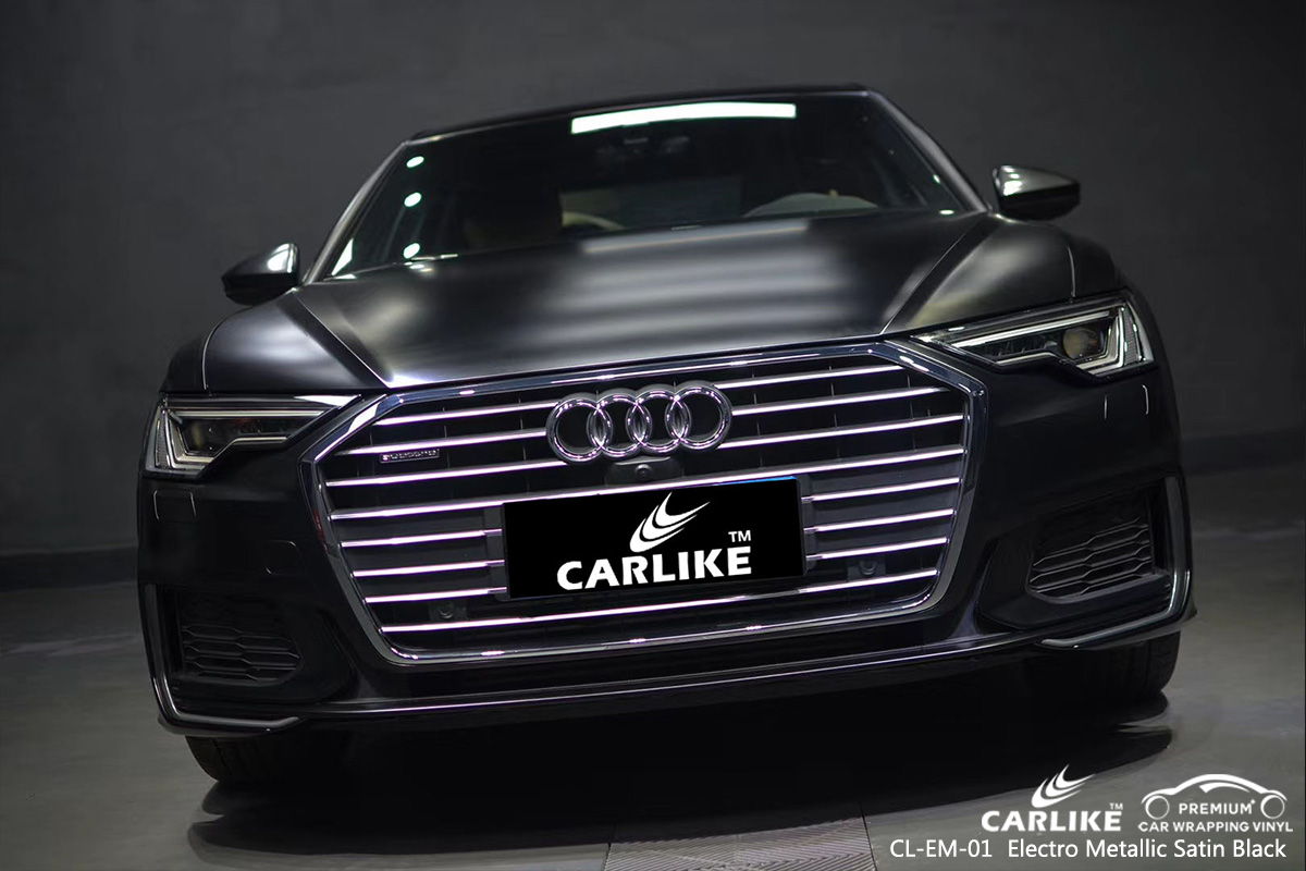 CL-EM-01 electro metallic satin black car wrap film for AUDI Wales United Kingdom