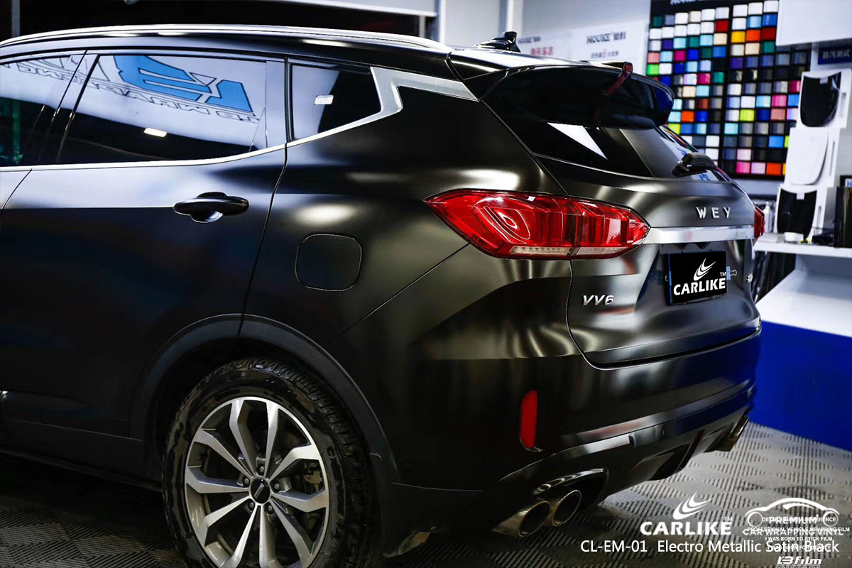 CL-EM-01 electro metallic satin black vehicle wrapping for WEY Schleswig-Holstein Germany