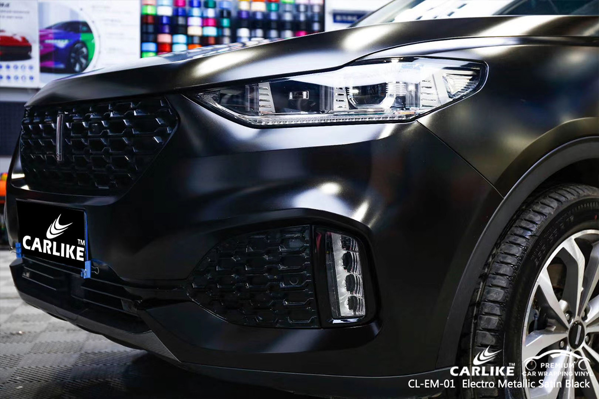 CL-EM-01 electro metallic satin black vehicle wrapping for WEY Schleswig-Holstein Germany