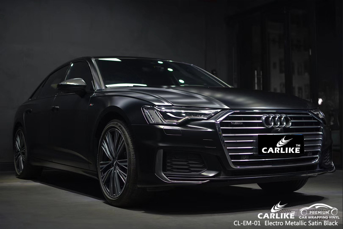 CL-EM-01 electro metallic satin black car wrap film for AUDI Wales United Kingdom