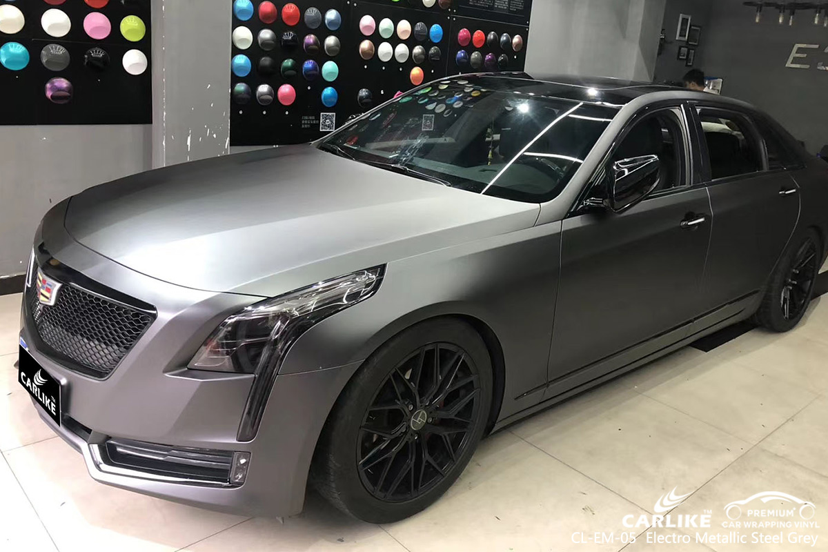 CL-EM-05 electro metallic steel grey vinyl wrap gloss for CADILLAC Centre-Val de Loire France