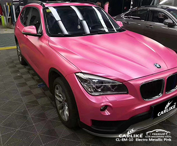 CL-EM-10 vinile rosa elettro metallizzato avvolge la mia auto per BMW San Pietroburgo Russia