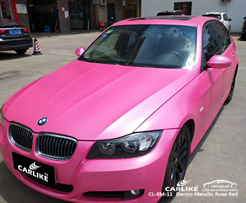 CL-EM-11 elektro metalik gül kırmızı karbon fiber vinil şal BMW Brittany Fransa için bisikletler için