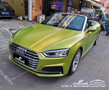 Пленка для обертывания автомобиля электрометаллическим лимонно-зеленым цветом CL-EM-16 для AUDI Giresun Turkey