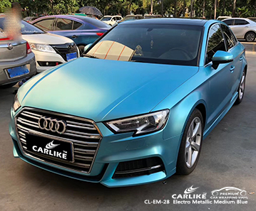 AUDI Bashkortostan Rusya için CL-EM-28 elektro metalik orta mavi sarma araba siyah mat