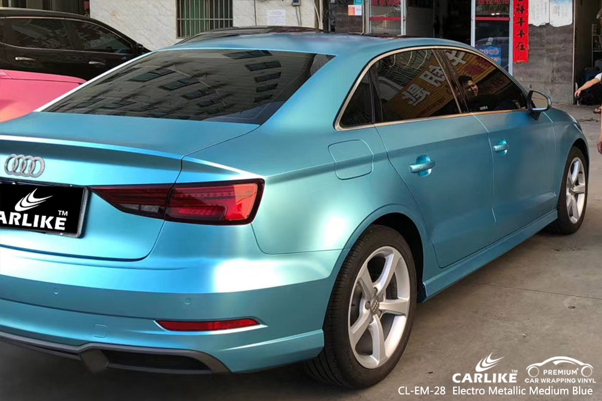 CL-EM-28 electro metallic medium blue wrap car black matt for AUDI Bashkortostan Russia