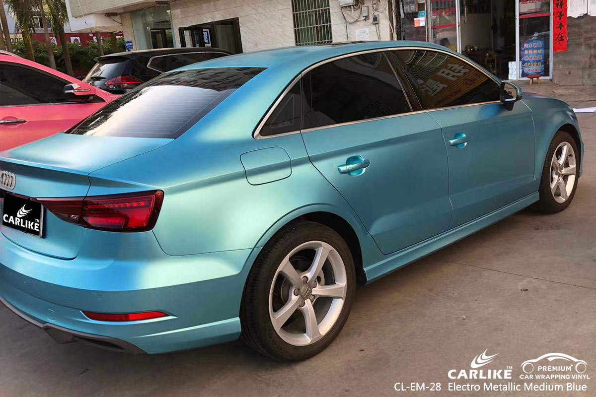 CL-EM-28 electro metallic medium blue wrap car black matt for AUDI Bashkortostan Russia
