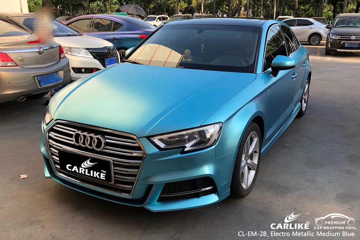CL-EM-28 electro metallic medium blue wrap car black matt for AUDI Bashkortostan Russia
