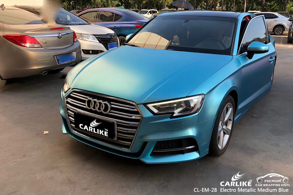 CL-EM-28 electro metallic medium blue wrap car black matt for AUDI Bashkortostan Russia