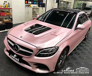 CL-EM-33 electro metallic cherry pink carbon fibre vinyl wrap for bikes for MERCEDES-BENZ