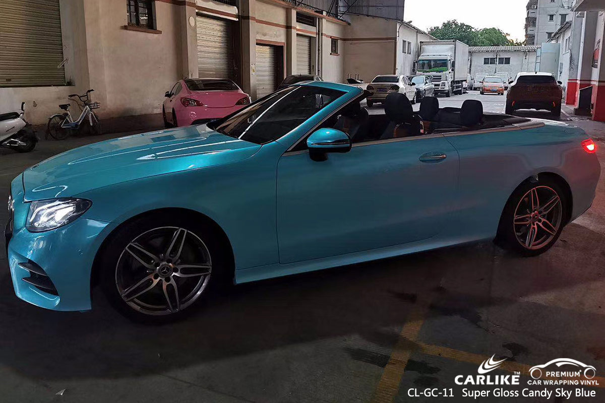 CL-GC-11 super gloss candy sky blue high gloss vinyl wrap for MERCEDES-BENZ Arkansas United States