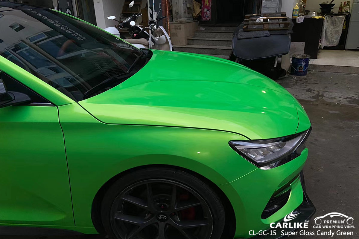 CL-GC-15 super gloss candy green vinyl wrap for GENESIS Wyoming United States