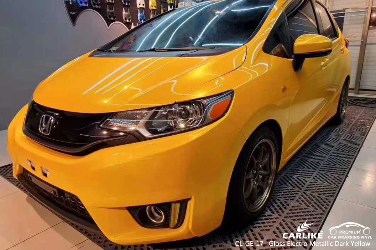 CL-GE-17 gloss electro metallic dark yellow wrap car black matt for HONDA South Holland Netherlands